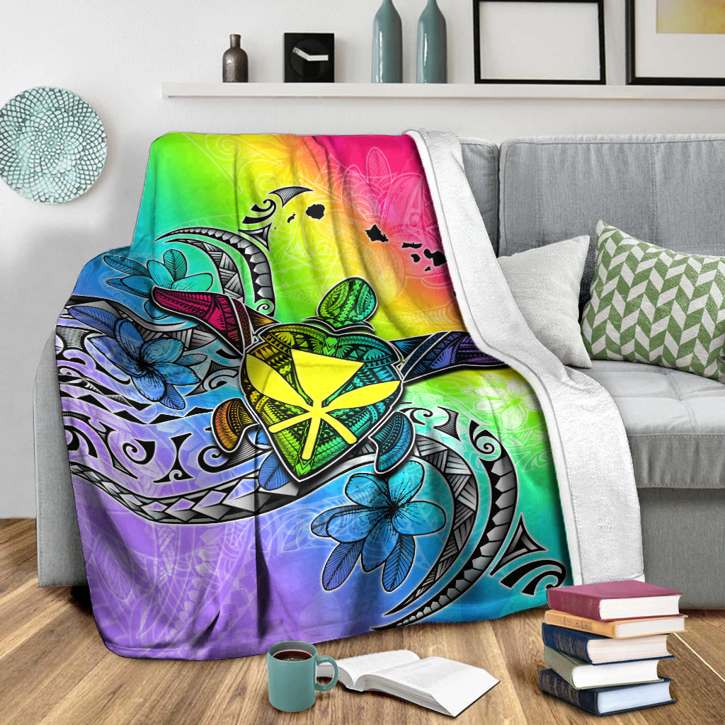 Hawaii Premium Blanket Hawaii Map And Turtle Tribal Patterns-Myprintsy