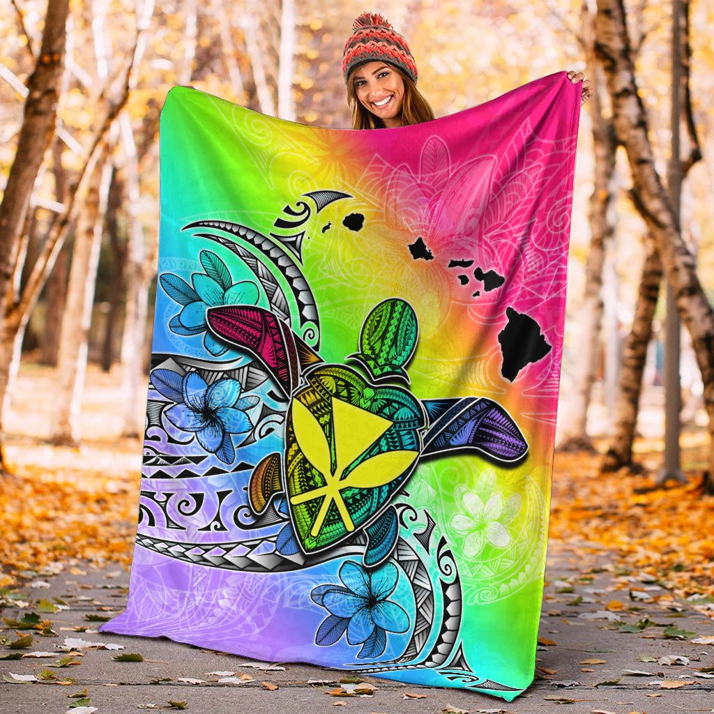 Hawaii Premium Blanket Hawaii Map And Turtle Tribal Patterns-Myprintsy
