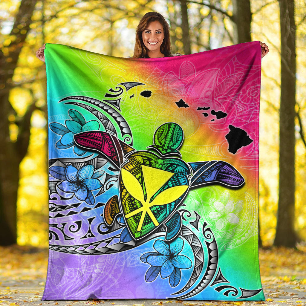 Hawaii Premium Blanket Hawaii Map And Turtle Tribal Patterns-Myprintsy