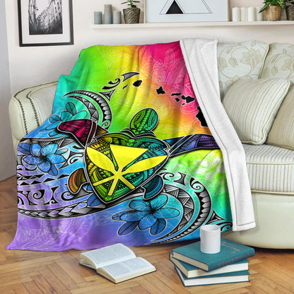 Hawaii Premium Blanket Hawaii Map And Turtle Tribal Patterns-Myprintsy