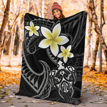 Hawaii Premium Blanket Hawaiian Turtle Honu Plumeria Tribal Tattoo-Myprintsy
