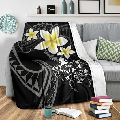 Hawaii Premium Blanket Hawaiian Turtle Honu Plumeria Tribal Tattoo-Myprintsy