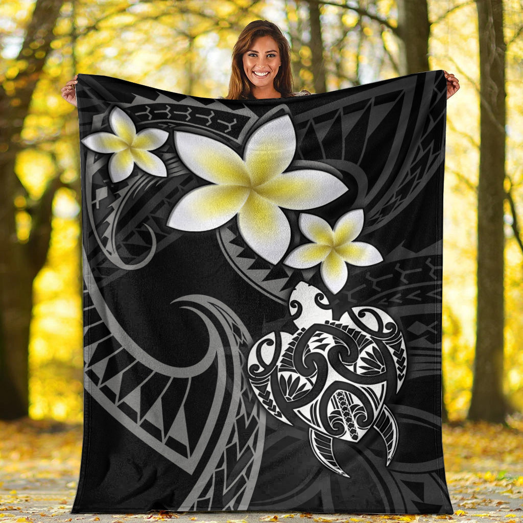 Hawaii Premium Blanket Hawaiian Turtle Honu Plumeria Tribal Tattoo-Myprintsy