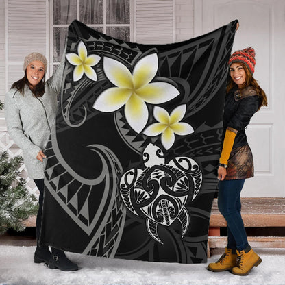 Hawaii Premium Blanket Hawaiian Turtle Honu Plumeria Tribal Tattoo-Myprintsy