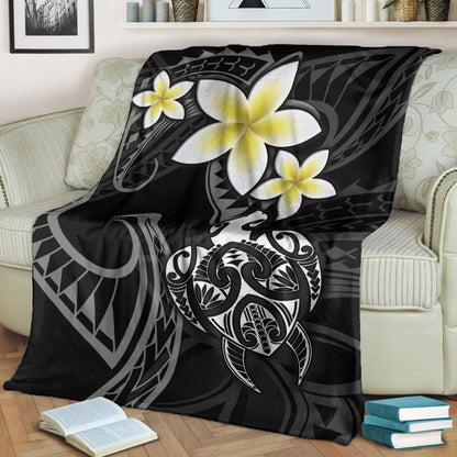 Hawaii Premium Blanket Hawaiian Turtle Honu Plumeria Tribal Tattoo-Myprintsy
