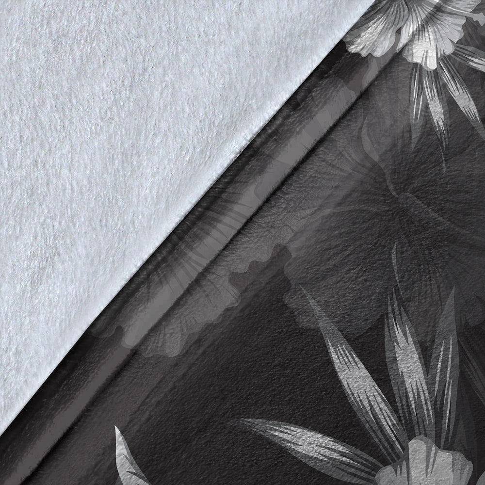Hawaii Premium Blanket Hibiscus And Plumeria B&W-Myprintsy