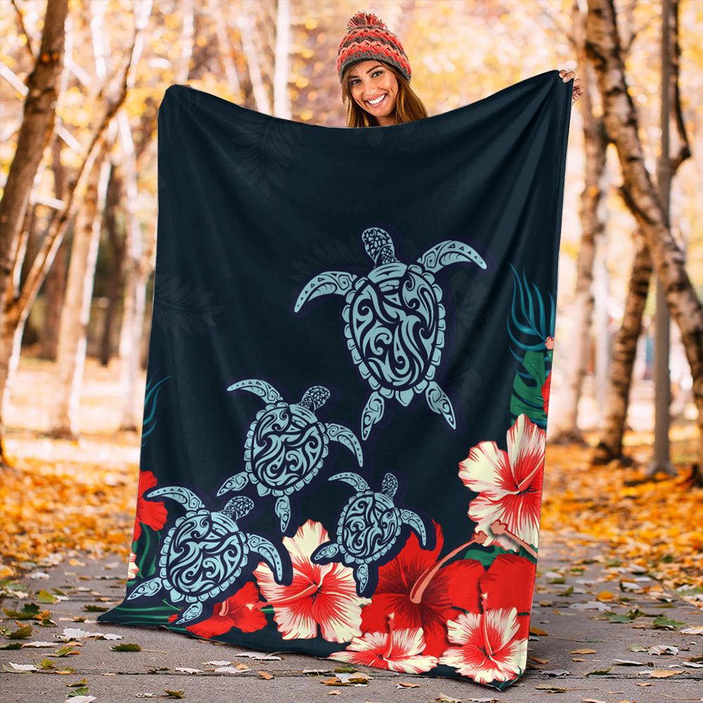 Hawaii Premium Blanket Hibiscus And Turtle Skillful-Myprintsy