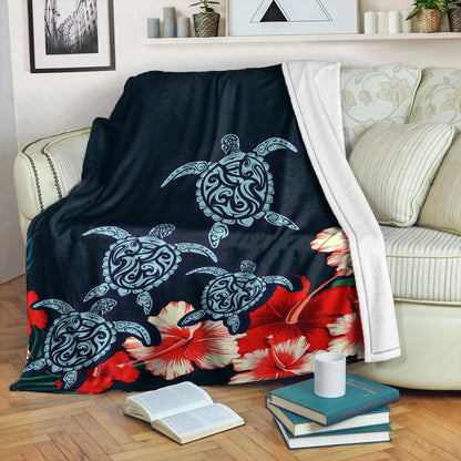 Hawaii Premium Blanket Hibiscus And Turtle Skillful-Myprintsy
