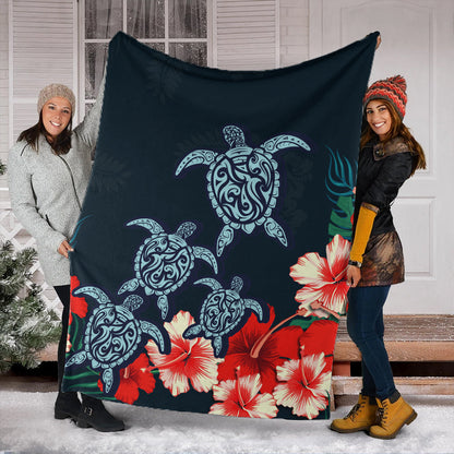 Hawaii Premium Blanket Hibiscus And Turtle Skillful-Myprintsy