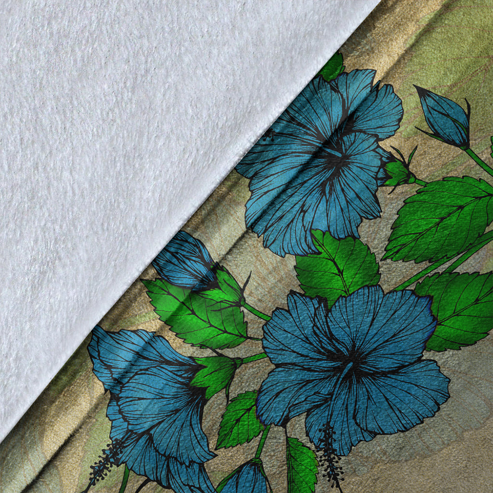Hawaii Premium Blanket Hibiscus Blue And Red-Myprintsy