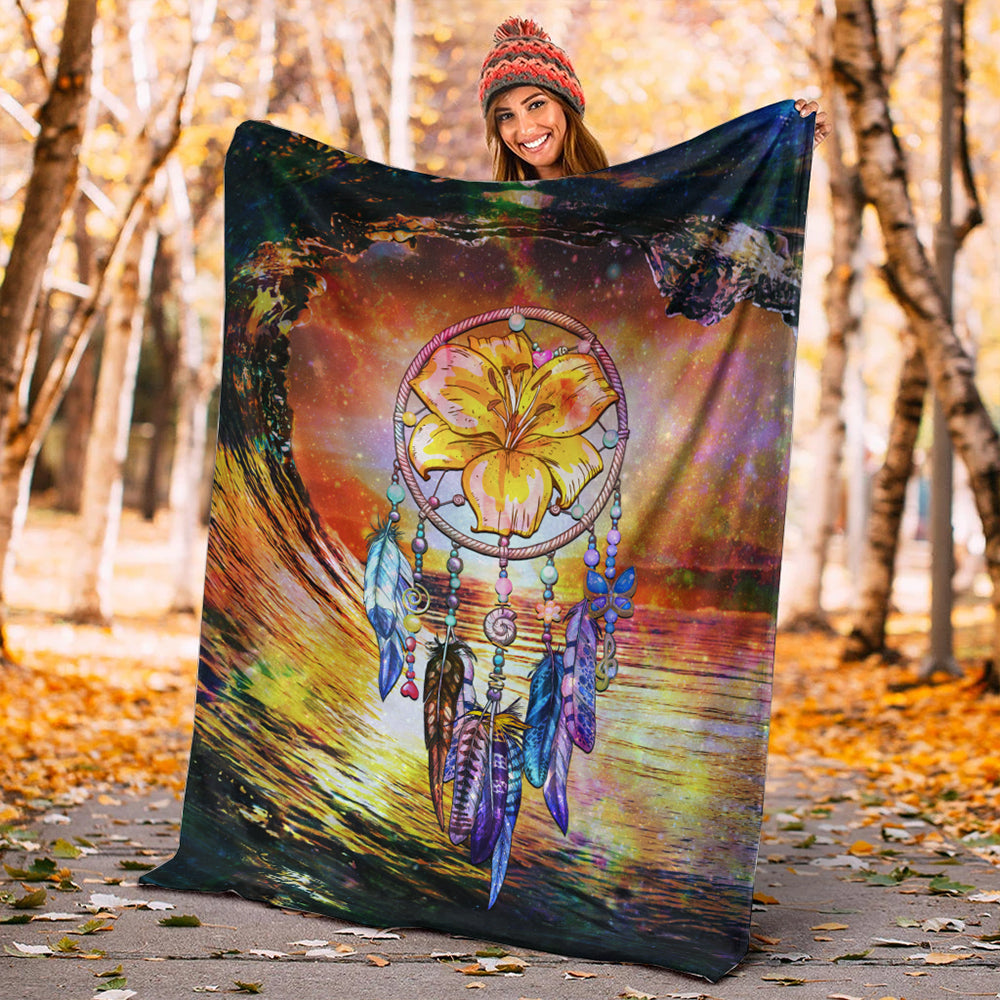 Hawaii Premium Blanket Hibiscus Dreamcatcher Wales Night-Myprintsy