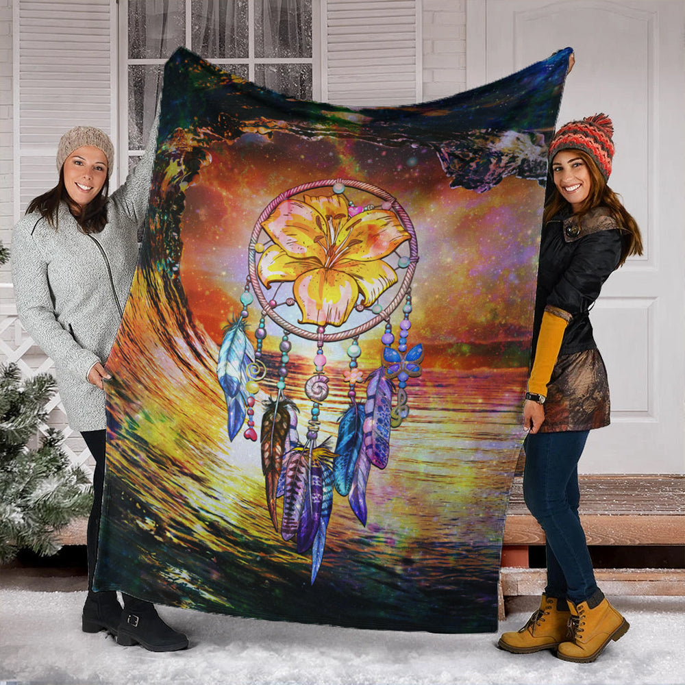 Hawaii Premium Blanket Hibiscus Dreamcatcher Wales Night-Myprintsy