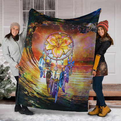 Hawaii Premium Blanket Hibiscus Dreamcatcher Wales Night-Myprintsy