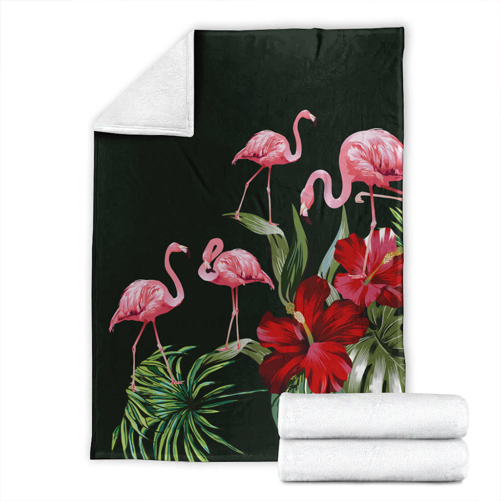 Hawaii Premium Blanket Hibiscus Flamingo-Myprintsy