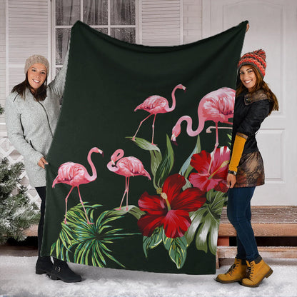 Hawaii Premium Blanket Hibiscus Flamingo-Myprintsy