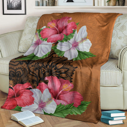 Hawaii Premium Blanket Hibiscus Flower Polynesia-Myprintsy