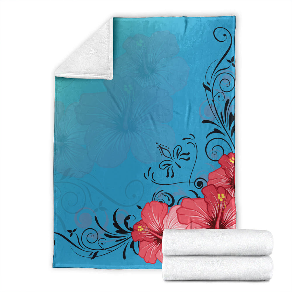 Hawaii Premium Blanket Hibiscus Flower Red-Myprintsy