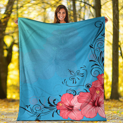 Hawaii Premium Blanket Hibiscus Flower Red-Myprintsy