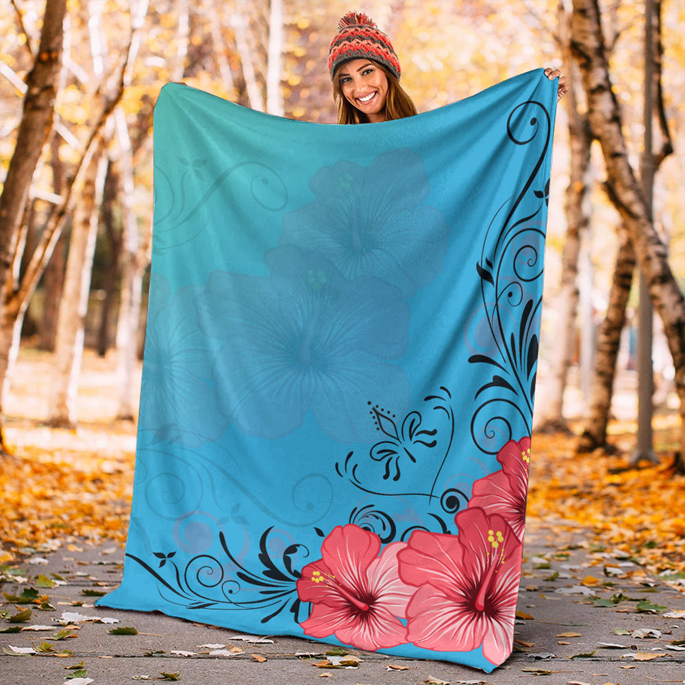 Hawaii Premium Blanket Hibiscus Flower Red-Myprintsy