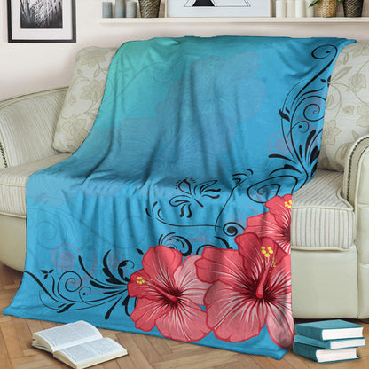 Hawaii Premium Blanket Hibiscus Flower Red-Myprintsy