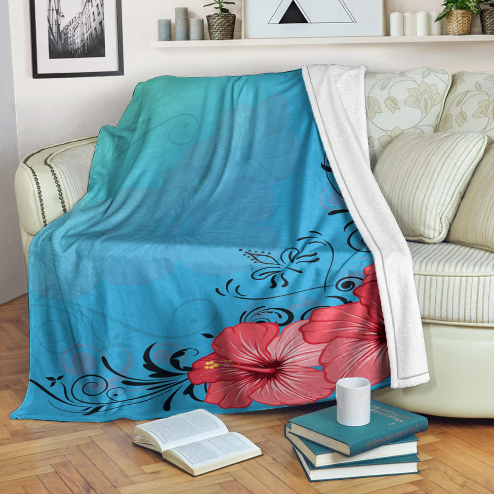 Hawaii Premium Blanket Hibiscus Flower Red-Myprintsy