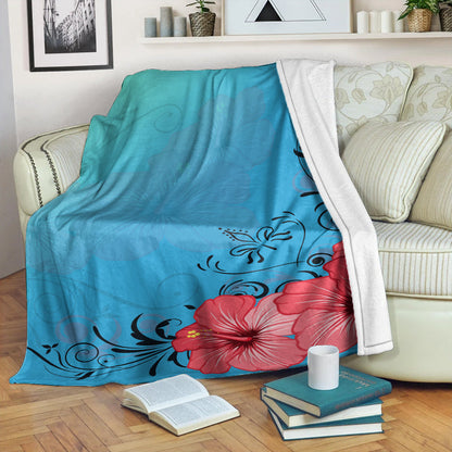 Hawaii Premium Blanket Hibiscus Flower Red-Myprintsy