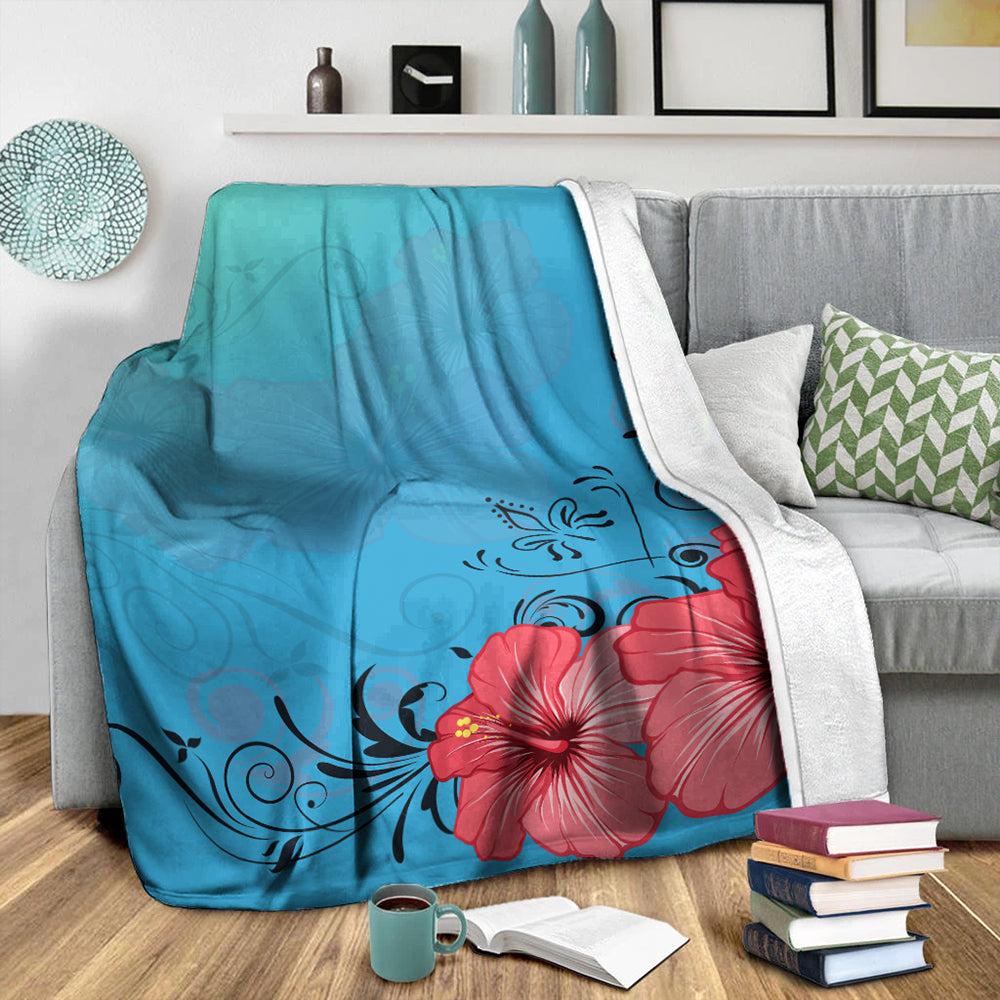 Hawaii Premium Blanket Hibiscus Flower Red-Myprintsy
