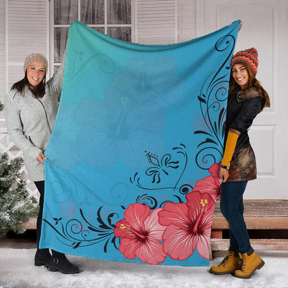 Hawaii Premium Blanket Hibiscus Flower Red-Myprintsy
