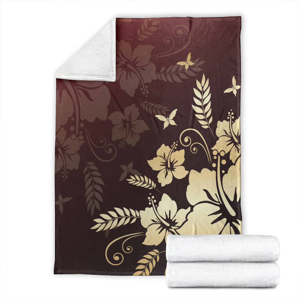 Hawaii Premium Blanket Hibiscus Golden Royal-Myprintsy
