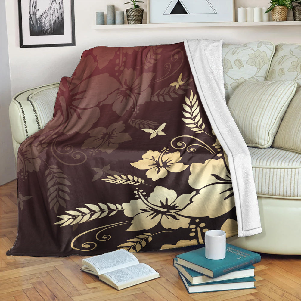 Hawaii Premium Blanket Hibiscus Golden Royal-Myprintsy