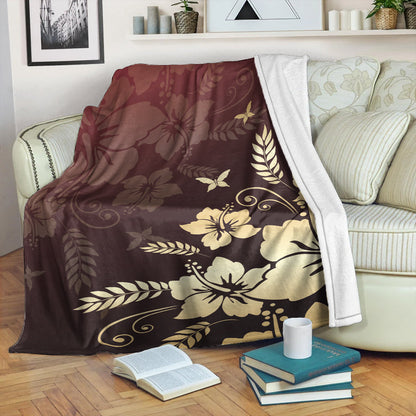Hawaii Premium Blanket Hibiscus Golden Royal-Myprintsy