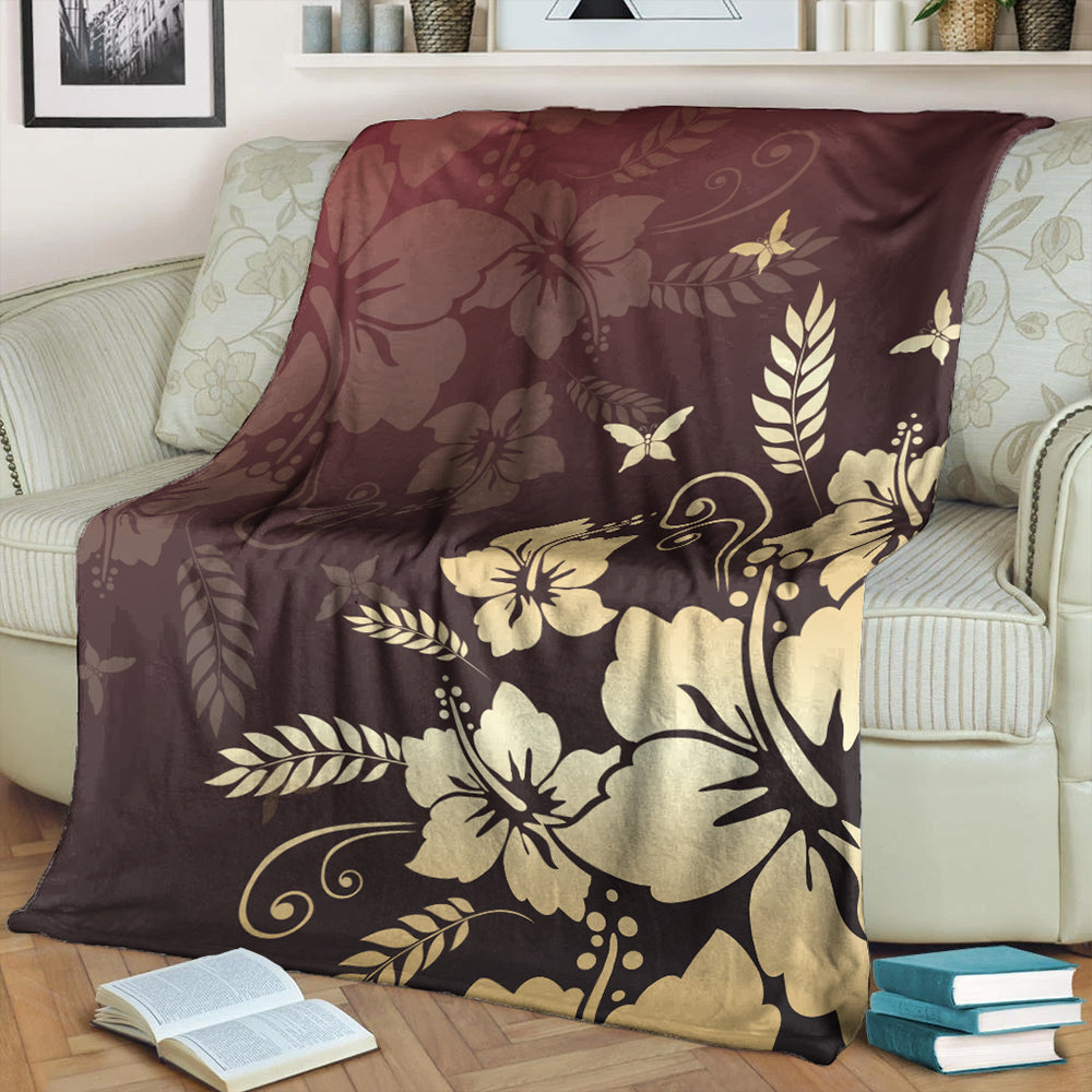 Hawaii Premium Blanket Hibiscus Golden Royal-Myprintsy