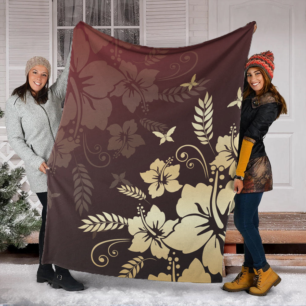 Hawaii Premium Blanket Hibiscus Golden Royal-Myprintsy
