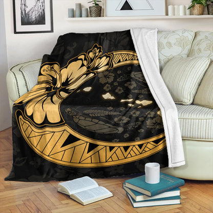 Hawaii Premium Blanket Hibiscus Map On The Moon-Myprintsy