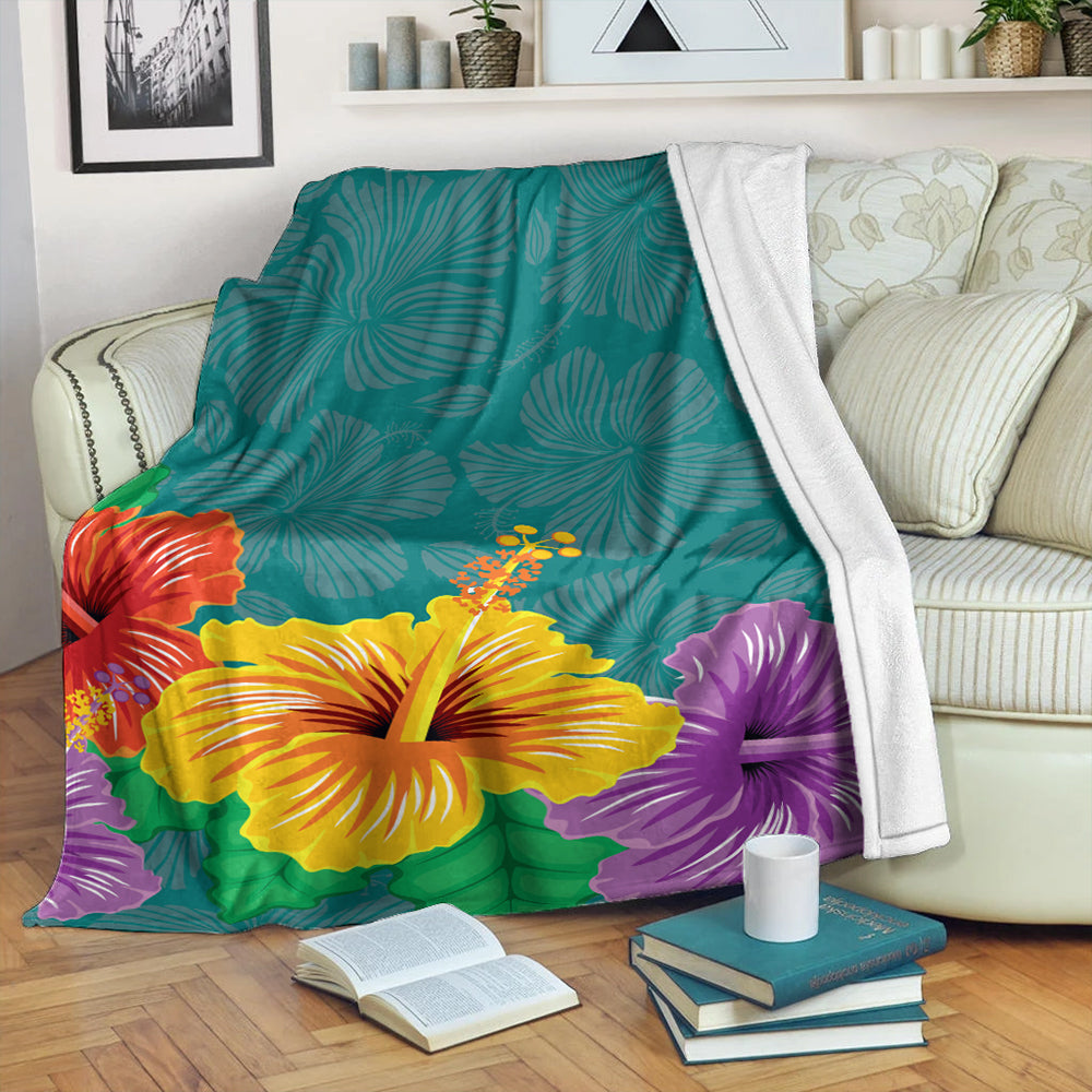 Hawaii Premium Blanket Hibiscus More Color-Myprintsy