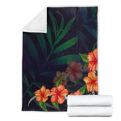 Hawaii Premium Blanket Hibiscus Palm Background-Myprintsy