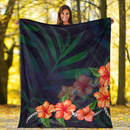 Hawaii Premium Blanket Hibiscus Palm Background-Myprintsy