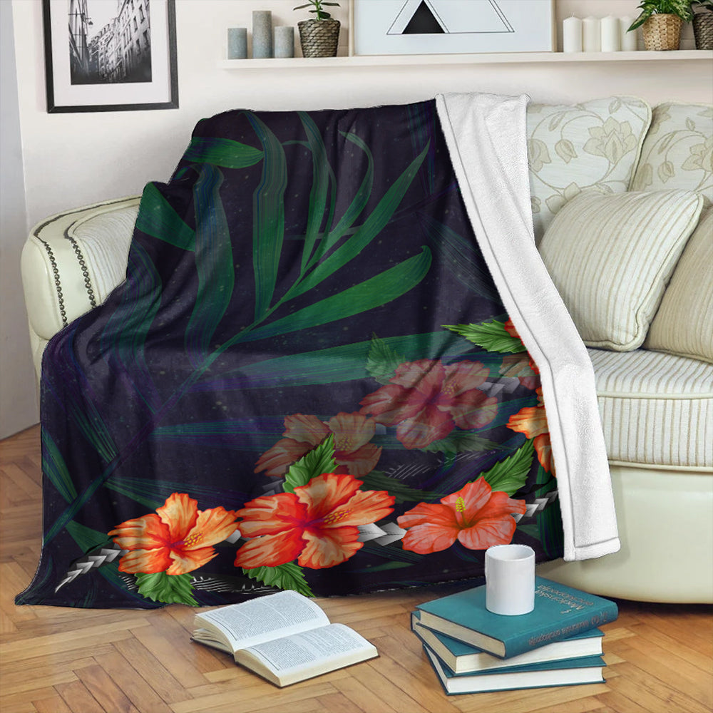 Hawaii Premium Blanket Hibiscus Palm Background-Myprintsy