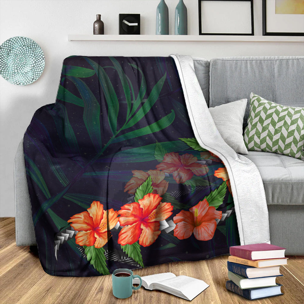Hawaii Premium Blanket Hibiscus Palm Background-Myprintsy