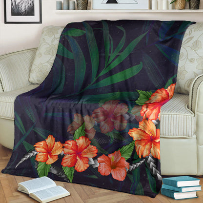 Hawaii Premium Blanket Hibiscus Palm Background-Myprintsy