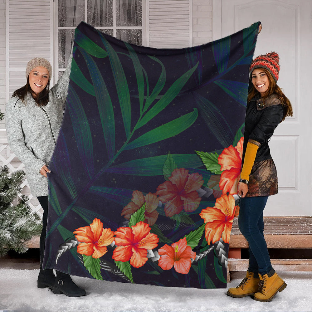 Hawaii Premium Blanket Hibiscus Palm Background-Myprintsy