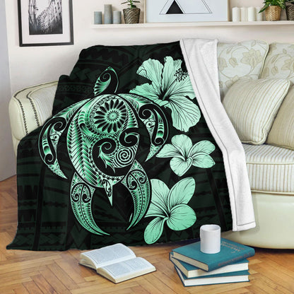 Hawaii Premium Blanket Hibiscus Plumeria Mix Polynesian Turtle-Myprintsy