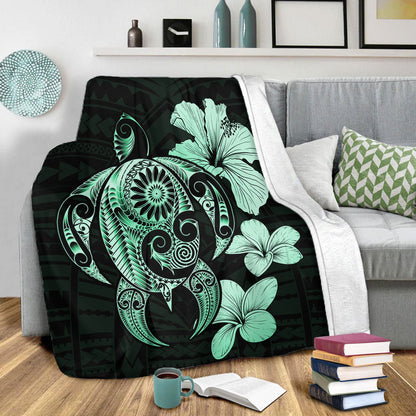 Hawaii Premium Blanket Hibiscus Plumeria Mix Polynesian Turtle-Myprintsy