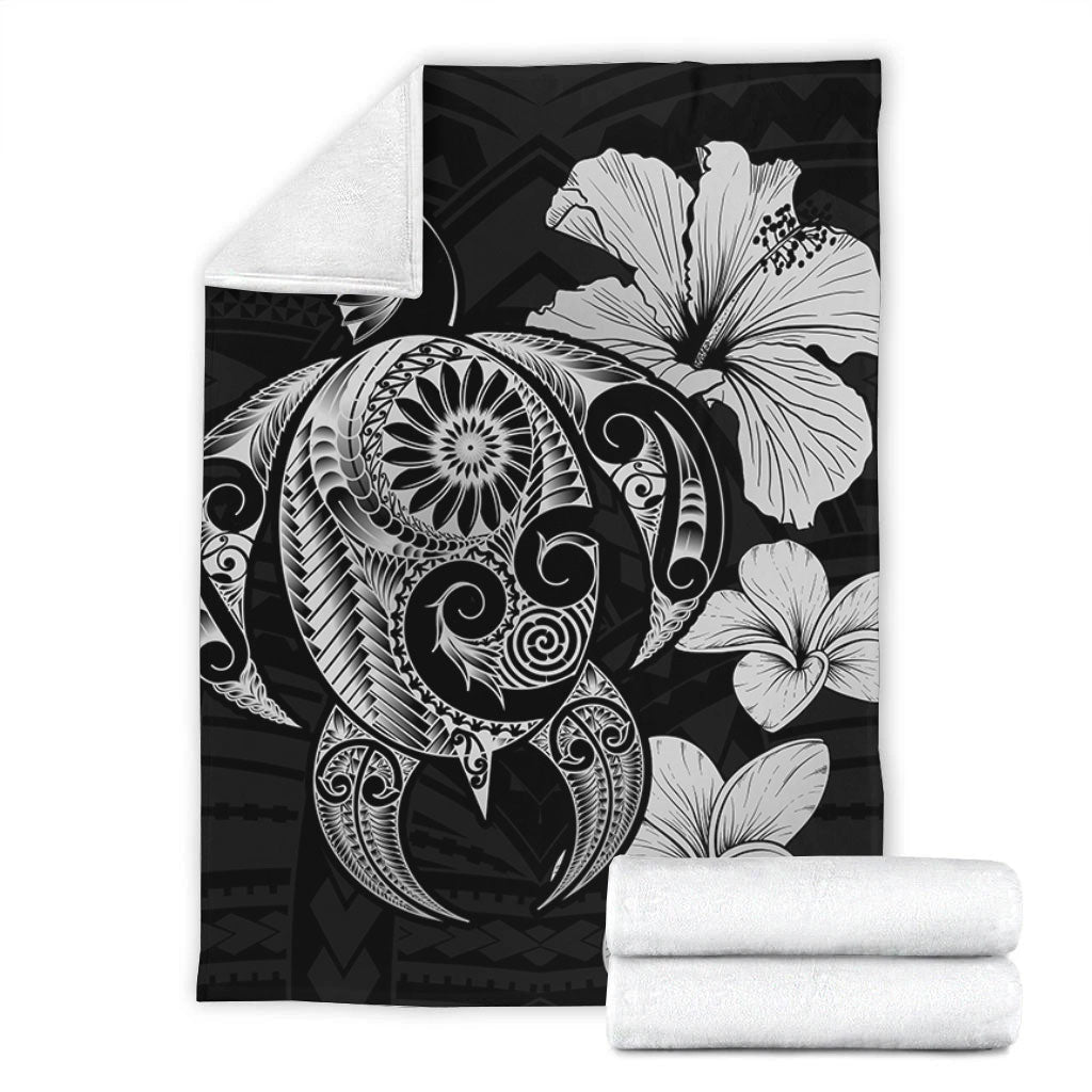 Hawaii Premium Blanket Hibiscus Plumeria Mix Polynesian Turtle-Myprintsy