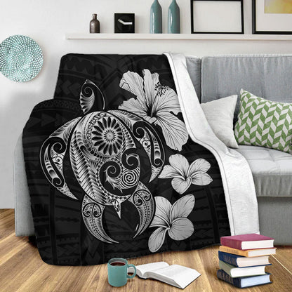 Hawaii Premium Blanket Hibiscus Plumeria Mix Polynesian Turtle-Myprintsy