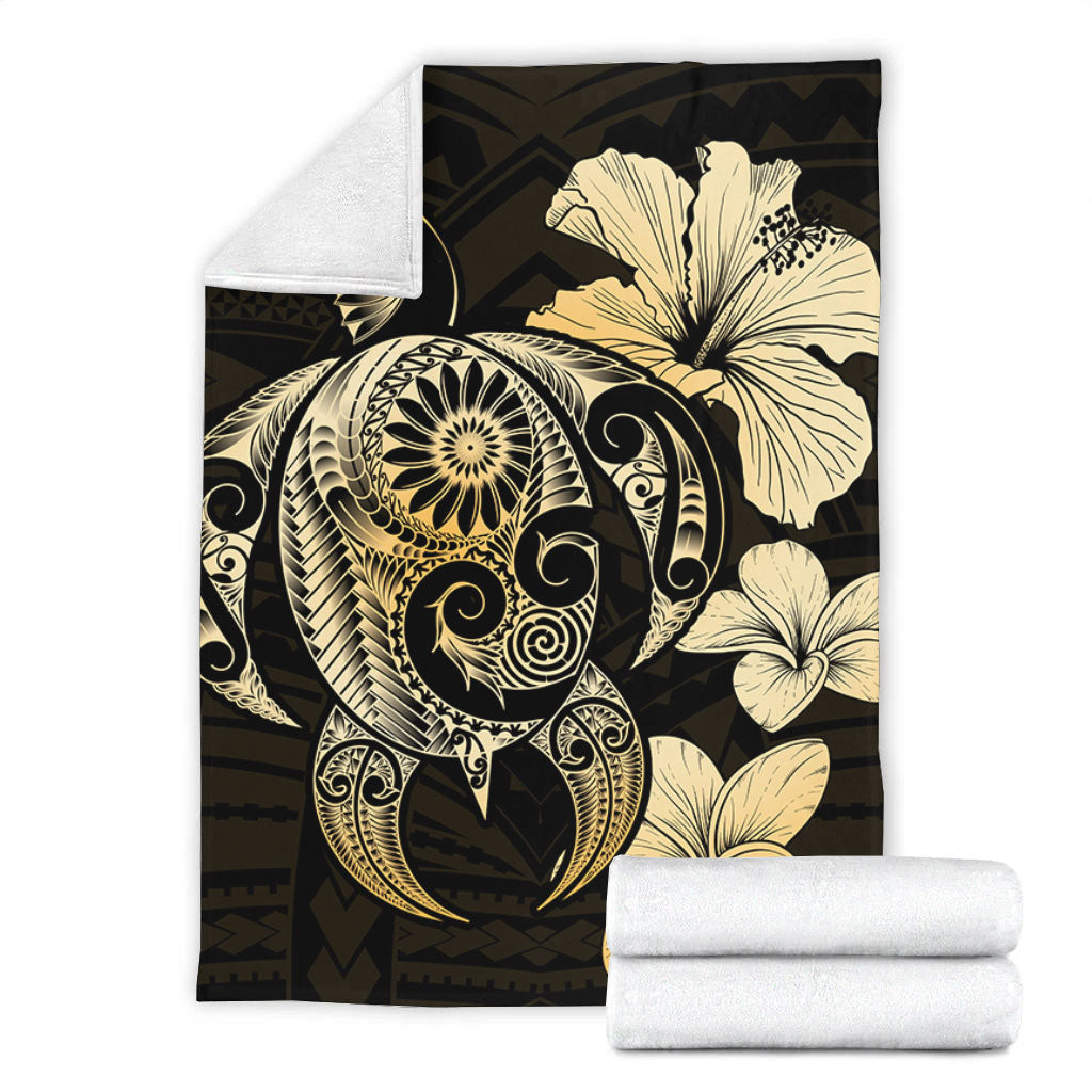 Hawaii Premium Blanket Hibiscus Plumeria Mix Polynesian Turtle-Myprintsy