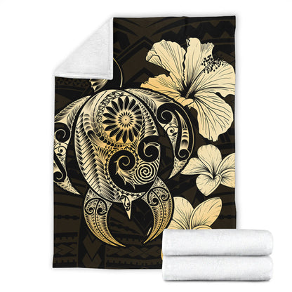 Hawaii Premium Blanket Hibiscus Plumeria Mix Polynesian Turtle-Myprintsy