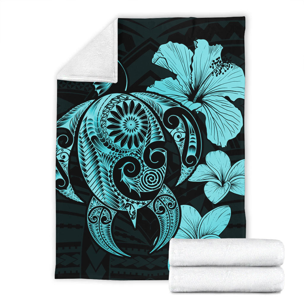 Hawaii Premium Blanket Hibiscus Plumeria Mix Polynesian Turtle-Myprintsy