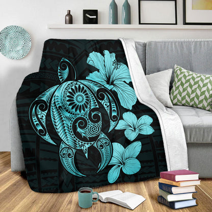 Hawaii Premium Blanket Hibiscus Plumeria Mix Polynesian Turtle-Myprintsy