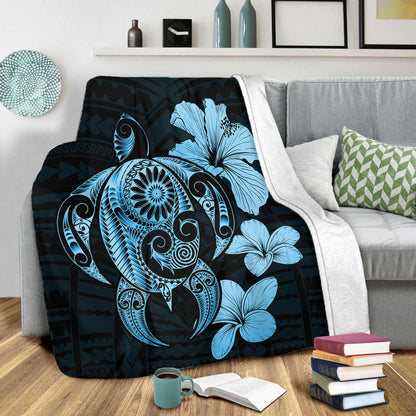 Hawaii Premium Blanket Hibiscus Plumeria Mix Polynesian Turtle-Myprintsy